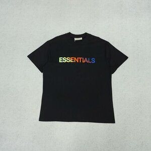 Fear of God Essentials Black Rainbow Lettering Short Sleeve T Shirt